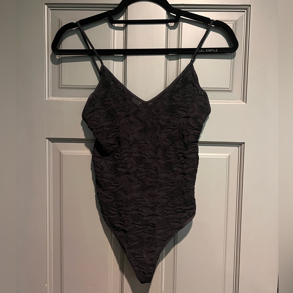 Black Lace Thong Bodysuit